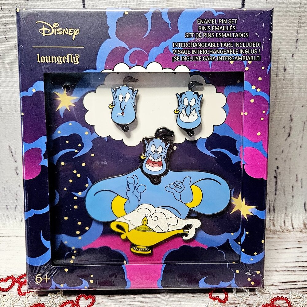 Disney Loungefly Aladdin Genie Mixed Emotions Enamel Pin Set